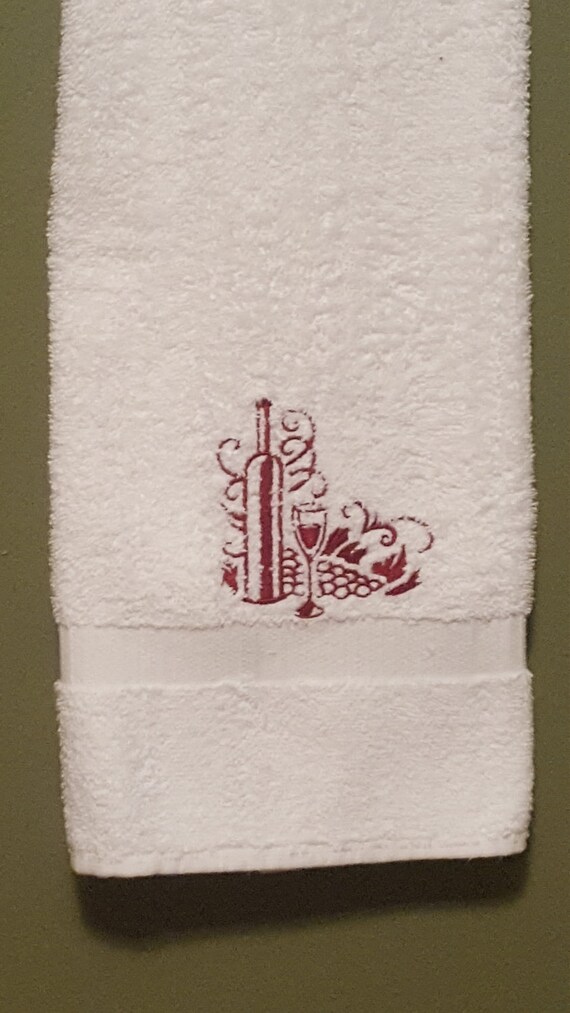 Machine Embroidered Wine Hand Towel