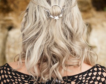 Hair Stick, Silver Hair Clip, Boho Accessory, Boho Hair Accessory, Boho Hair Clip, Bohemian Hair Clip, Crescent Moon Hair Clip, Hair Pin