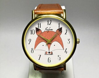 Fox Watch. Fox Jewelry. Womens Watches. Mens Watch. Woodland Animals Creatures. Fox Print. Red Fox. Forest Animals. Cute Gifts. Freeforme