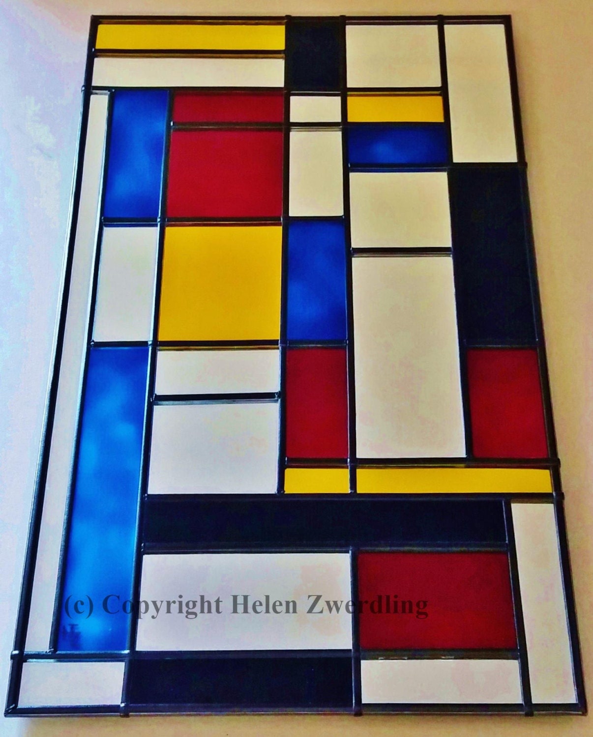 Piet Mondrian inspired abstract mirror a hand painted and