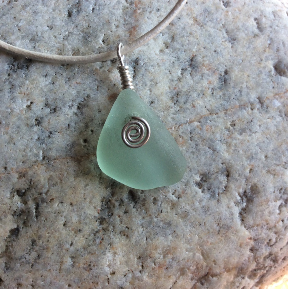 Beach glass pendant by fortheloveofsilver on Etsy