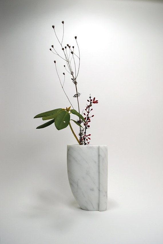 Minimalist White Vase Modern Marble Art Vase Contemporary