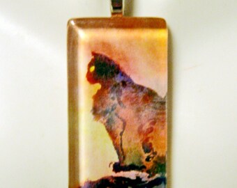 Steinlen black cat pendant and chain - CGP02-129