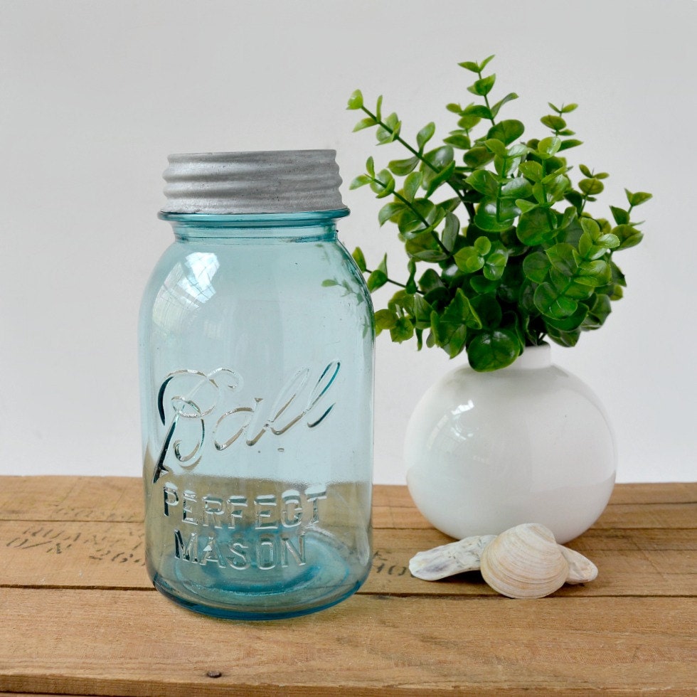 zinc lids mason jar jar with zinc Ball mason blue Ball Vintage mason perfect lid