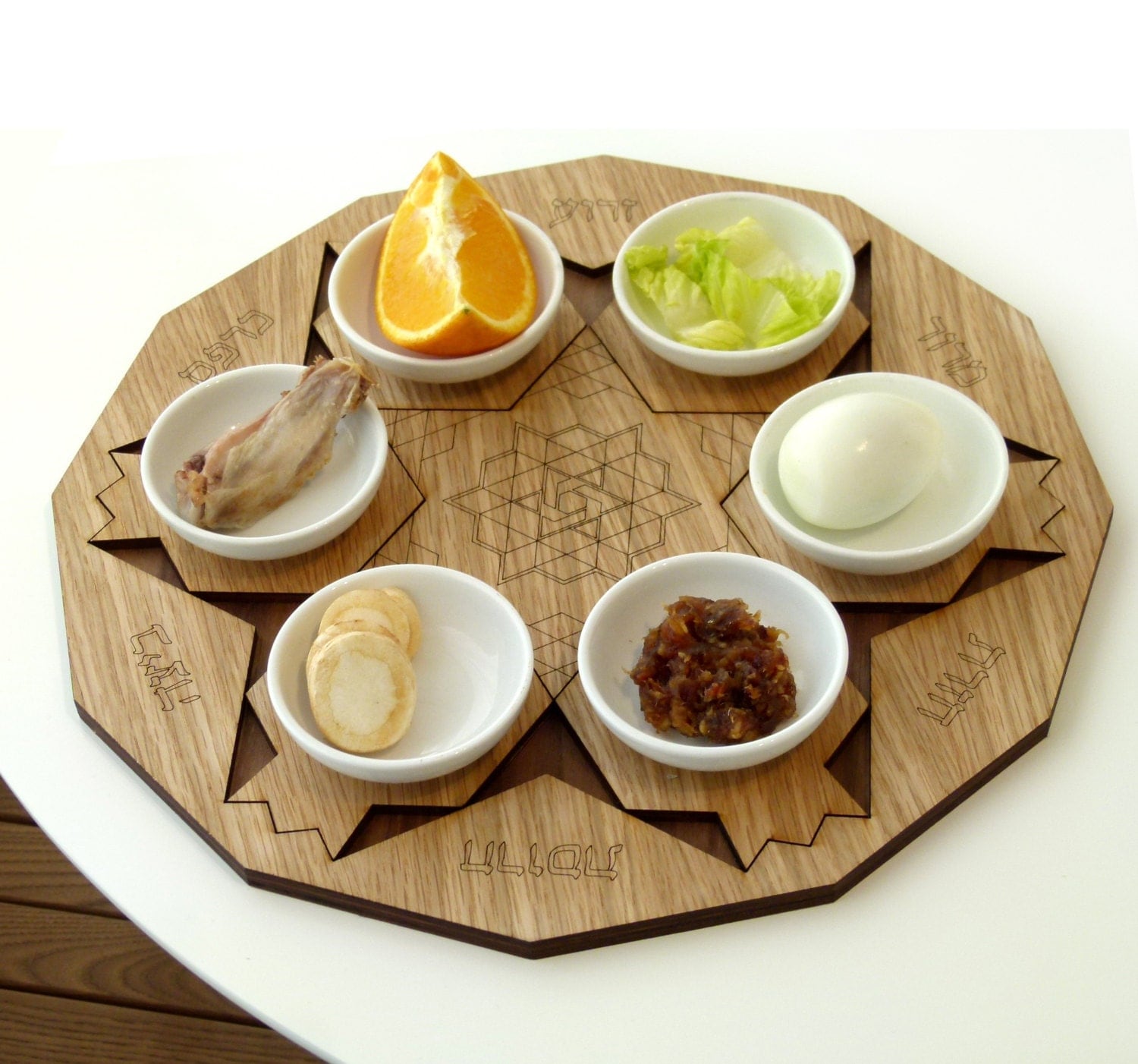 Passover Seder plate set of 6 pomegranate shape coasters.