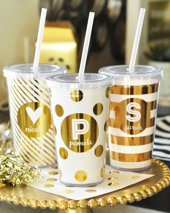 personalized tumbler custom tumbler monogram tumbler cup polka