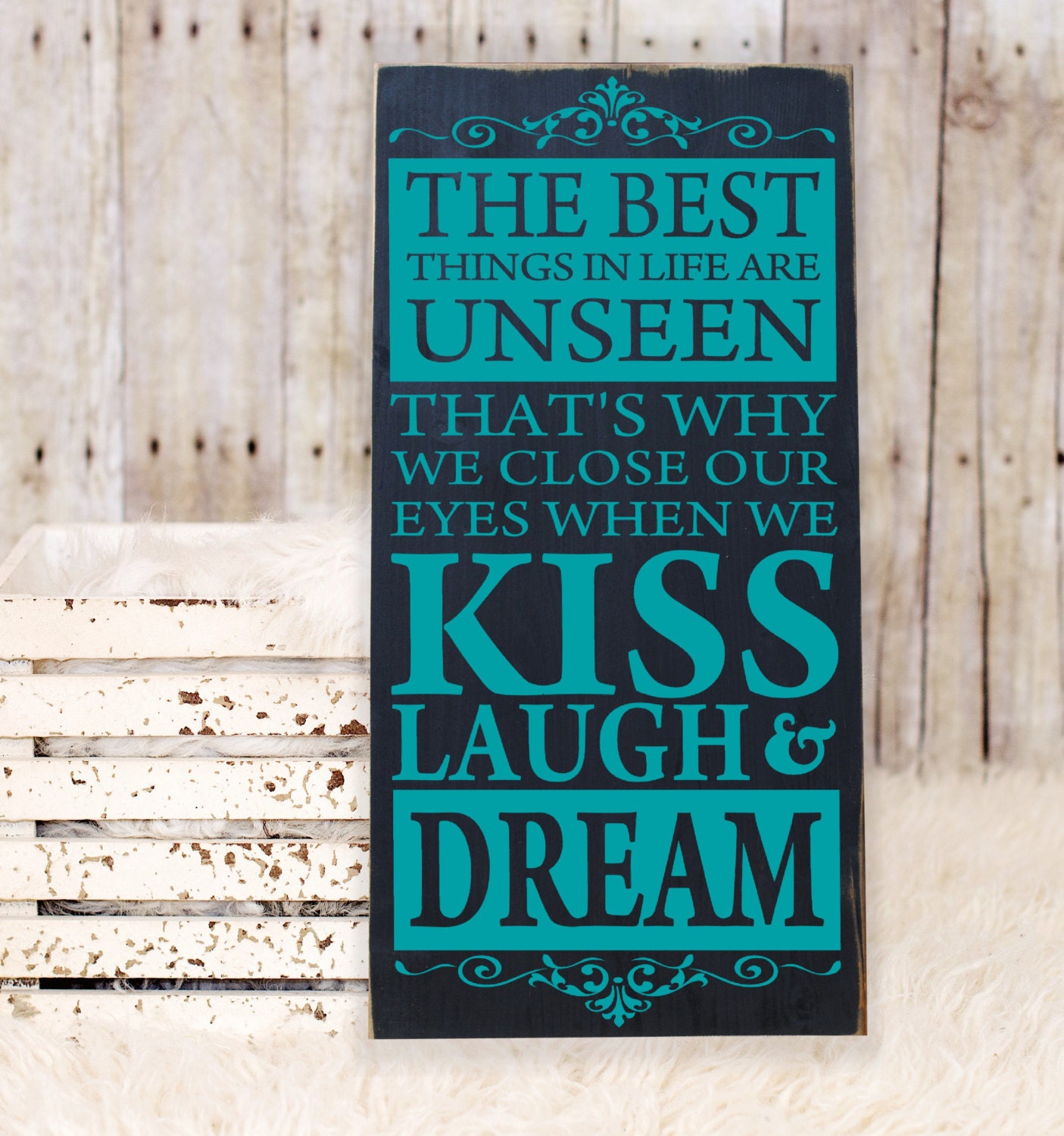 The Best Things in Life are Unseen Wooden Vinyl Subway Art