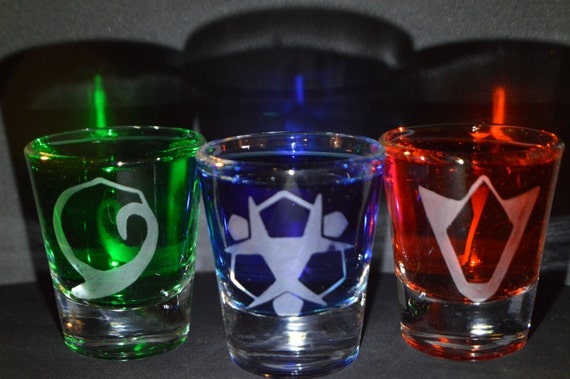 Legend of Zelda spirit stones etched shot glass set of 3 fan art