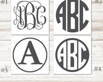 Charcoal Gray Monogram Decal – Gray Vinyl Decal – Dark Gray Vinyl Monogram – Gray Monogram Yeti Decal – Gray Personalized Decal D221