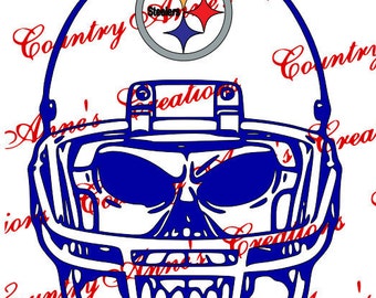 SVG PNG DXF Cut file for Silhouette, Cricut, Pazzles, ScanNCut -"Skull with Helmet Steelers" svg- can do any team and all file formats