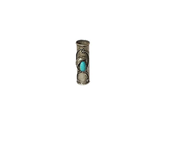 RARE Round Sterling Silver Lighter Case Vintage Navajo Handcraft Turquoise - Southwestern Native American Tobacciana Lighter Cover