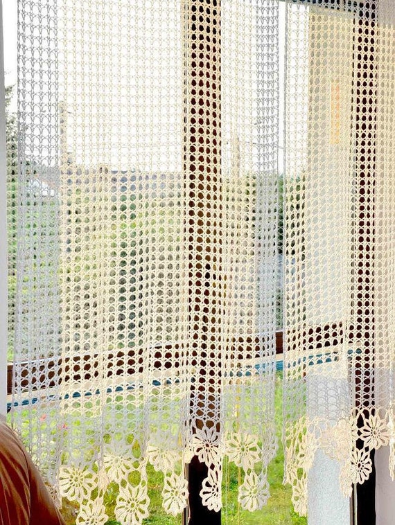 Items Similar To Curtain Crocheted Curtain Crochet Curtain On Etsy