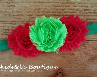 Red & Green Headband-Christmas Headband- Newborn Headband-Holiday Headband