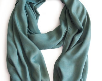 Sage Rayon Scarf - Rayon Scarf, Naturally Dyed Scarf, Fustic Wood, Natural Indigo, Hand-Dyed Scarf, Handmade Scarf, Natural Dye, Solid Scarf
