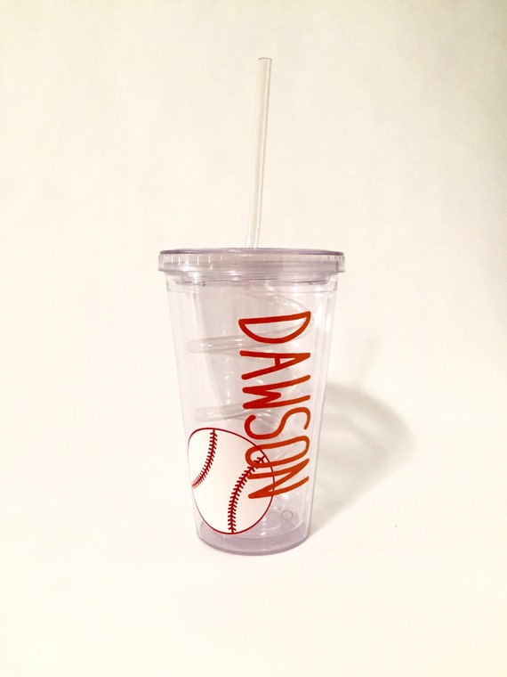 Personalized Kids Cup with Swirly Straw Baseball Tumbler