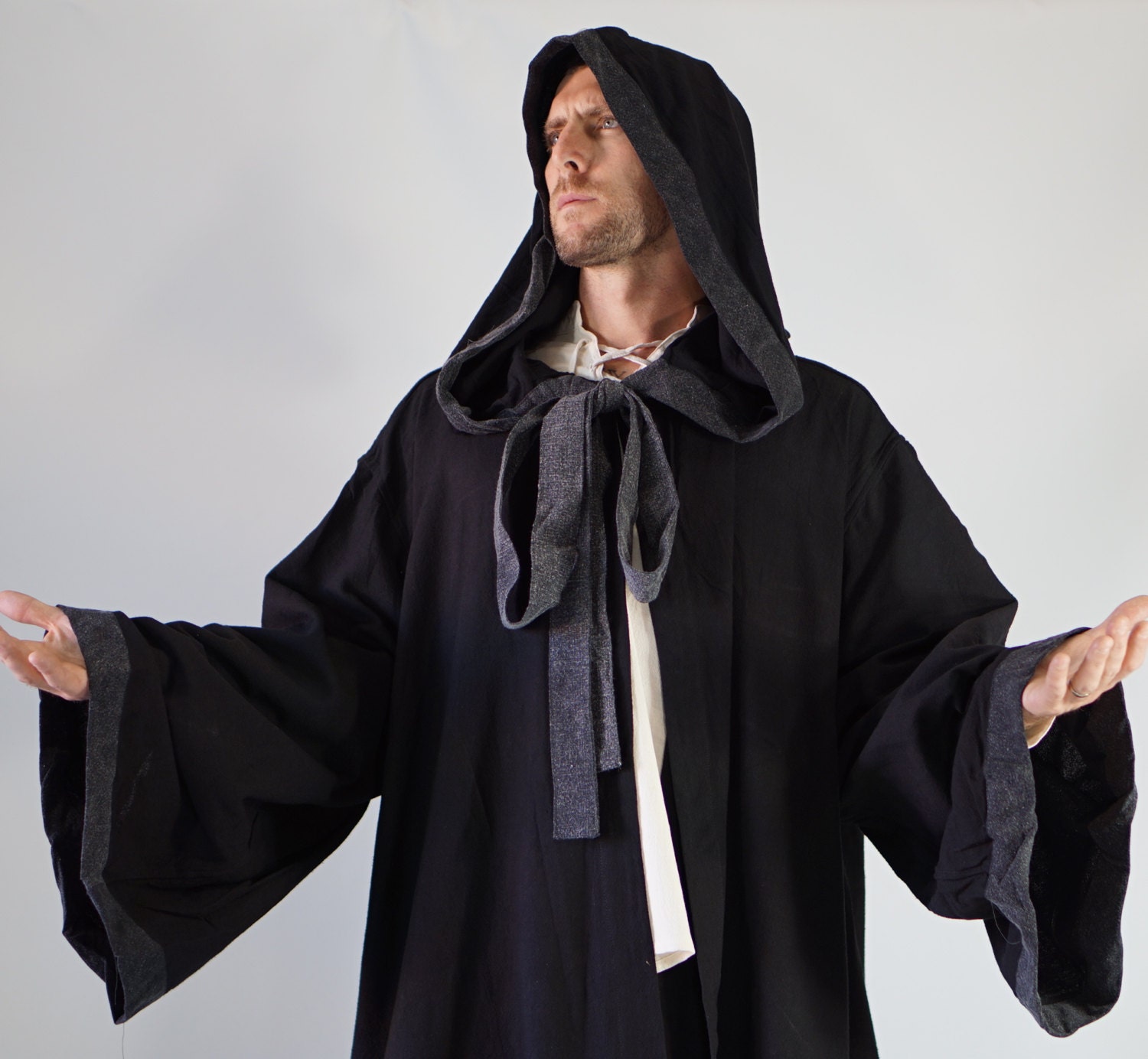 HOODED CLOAK with SLEEVES Shawl Cape Zootzu Jedi by zootzugarb