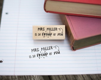 So Proud of You Customizable Teacher Stamp - Teacher Appreciation Gift - Teacher Gift - Teacher Grading Stamp - T3