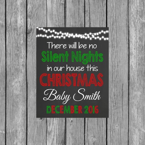 Christmas Pregnancy Announcement Chalkboard Printable File - Silent Nights Pregnancy Announcement