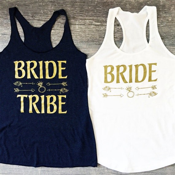 Bride Tribe Vneck. Bride Tribe Tshirt. by OldFashionPrintShop