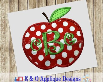 Apple Applique - Apple Embroidery Design - Back to School Applique - Apple Picking Applique - Apple Monogram Applique - Apple Monogram
