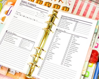 Travel Journal Personal Filofax Travel Planner Printable Vacation Organizer Packing List Shopping List Trip Itinerary. Instant Download