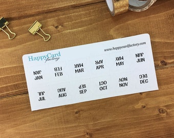 Planner Tabs Small 12 Monthly laminated self-adhesive REMOVABLE divider tabs January through December