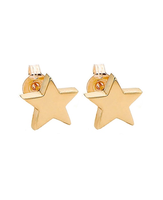 14k gold star earring studs by LettersbyZoe on Etsy