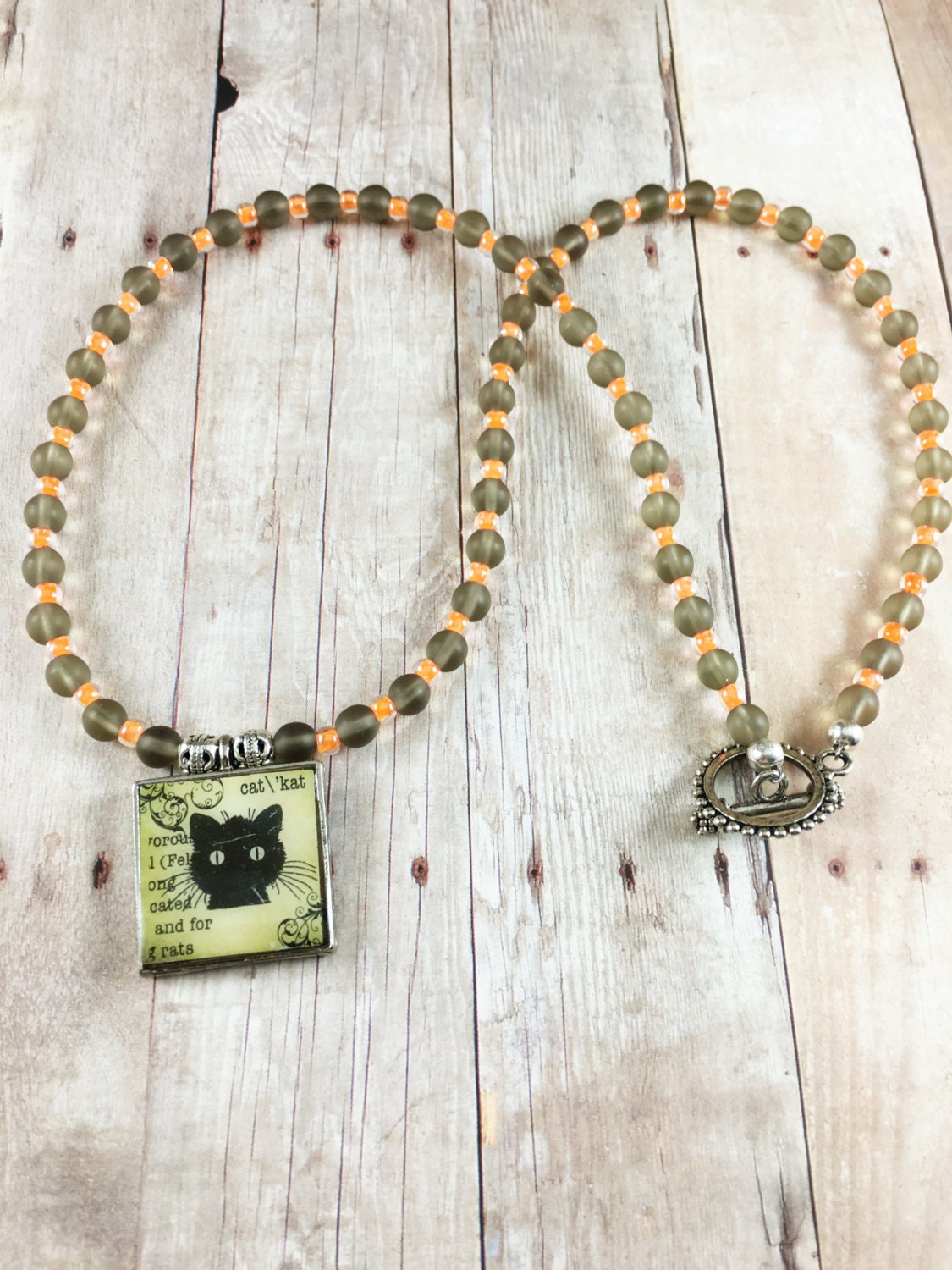 ON SALE Cat Necklace Black Cat Charm Necklace by MysticGemz