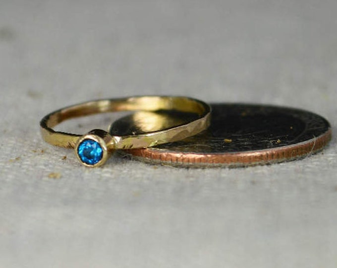 Classic 14k Gold Filled Blue Zircon Ring, Gold solitaire, solitaire ring, 14k gold filled, December Birthstone, Mothers Ring, gold band