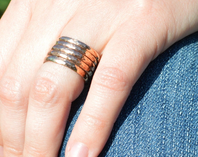 Thick Stackable Bronze Ring(s), Bronze Rings, Stackable Rings, Bronze Ring, Hammered Ring, Bronze Band, Arthritis Ring, Bronze Jewelry