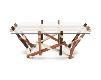 5x4 Square Coffee Table - Puzzle - Wooden Coffee Table - Glass Coffee Table - Low Table