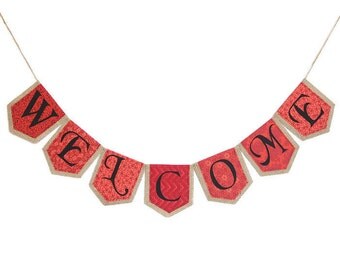 WELCOME FALL BANNER Burlap Banner Custom Banners Welcome Sign Welcome Home Banners and Signs Welcome Fall Bunting Autumn Banner Fall Colors