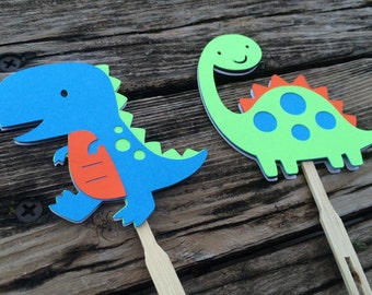 Dinosaur Cupcake Toppers - Dinosaur Party, Baby Shower, Birthday Party, First Birthday