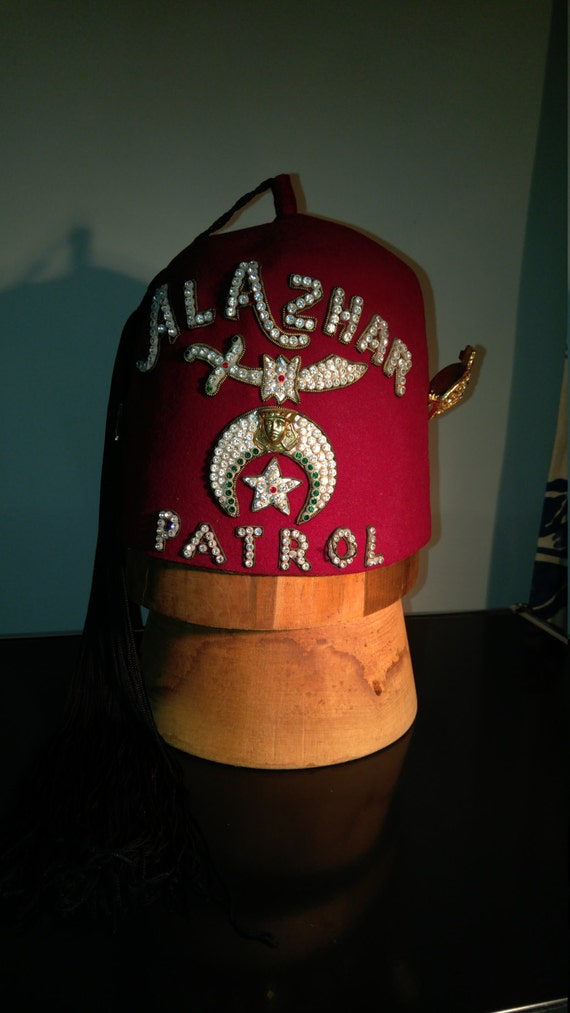 Shriners Fez Hat and vintage Hat Block
