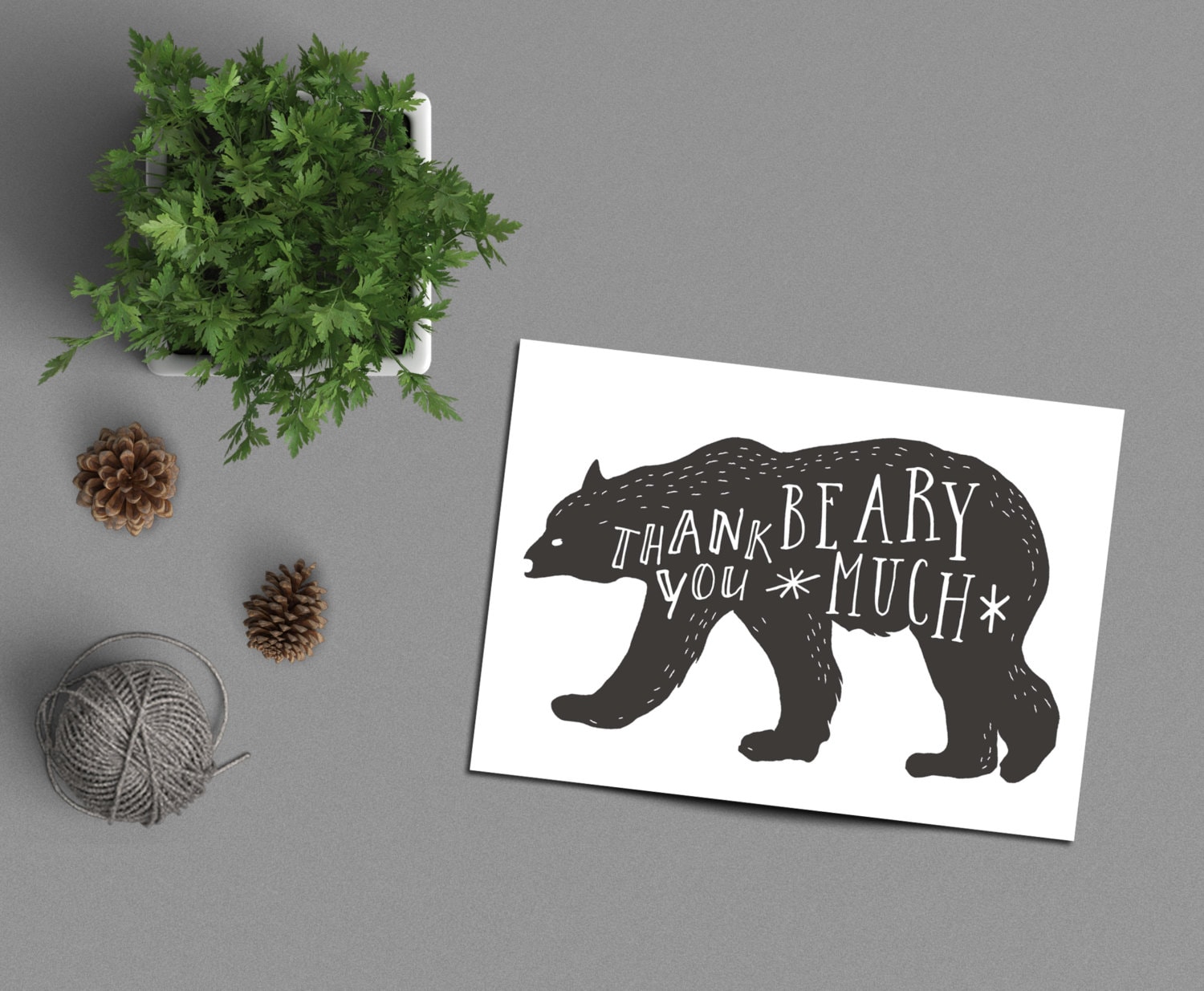 Thank You Beary Much Card Printable Instant Download Bear