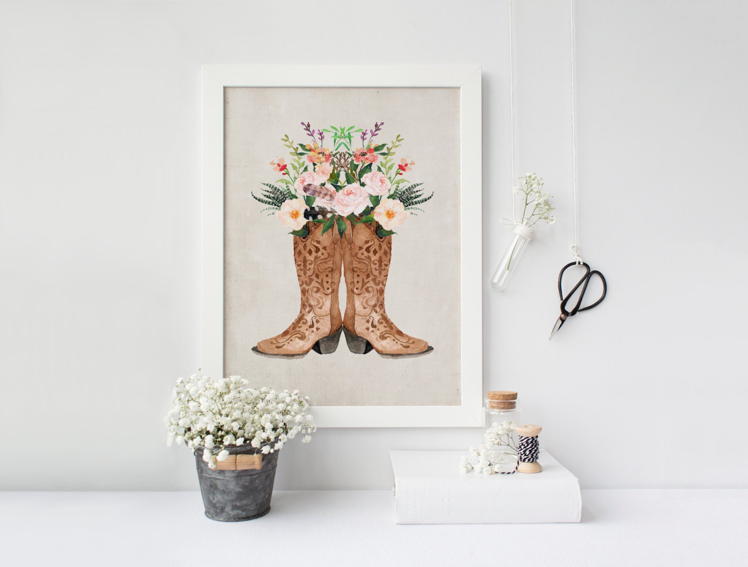 PRINTABLE Art Western Boots Western Art Print Cowgirl Boots