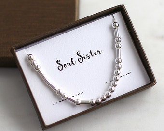 Soul Sisters Necklace, Sister Morse Code Necklace, Soul Sisters Necklace, Morse Code Jewelry, Soul Sister Morse Code, Soul Sisters gift