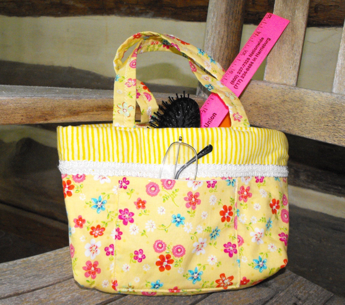 small tote bag purse yellow bag cosmetic bag makeup bag