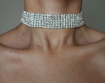 NICE Diamond Choker ~ Rhinestone Choker ~ Silver Choker