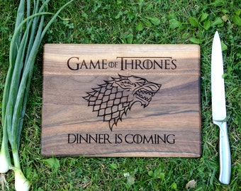 Game of Thrones gift Wooden Cutting Board House Stark Dire Wolf Winter is coming Chopping board Custom Personalized cutting board Kitchen