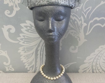 Vintage Silver Pillbox Hat
