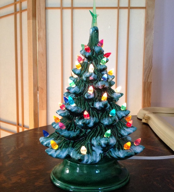 Ceramic Christmas Tree Light Up 9 Tree Vintage Light up
