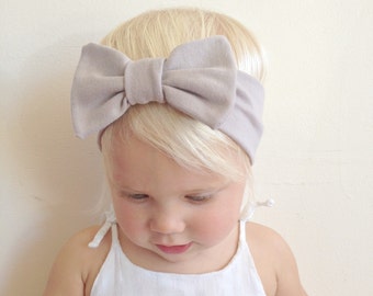 Baby Headbands - Gray Headband - Baby Bow Headband - Baby Gift - Baby Turban - Baby Headwrap - Newborn Headband - Bow Head Wrap - Baby Girl