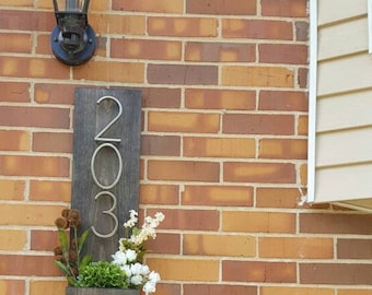 Rustic Address Planter, Address Sign, House Numbers Sign, Address Plaque, New House, Address Planter, Vertical Address Sign