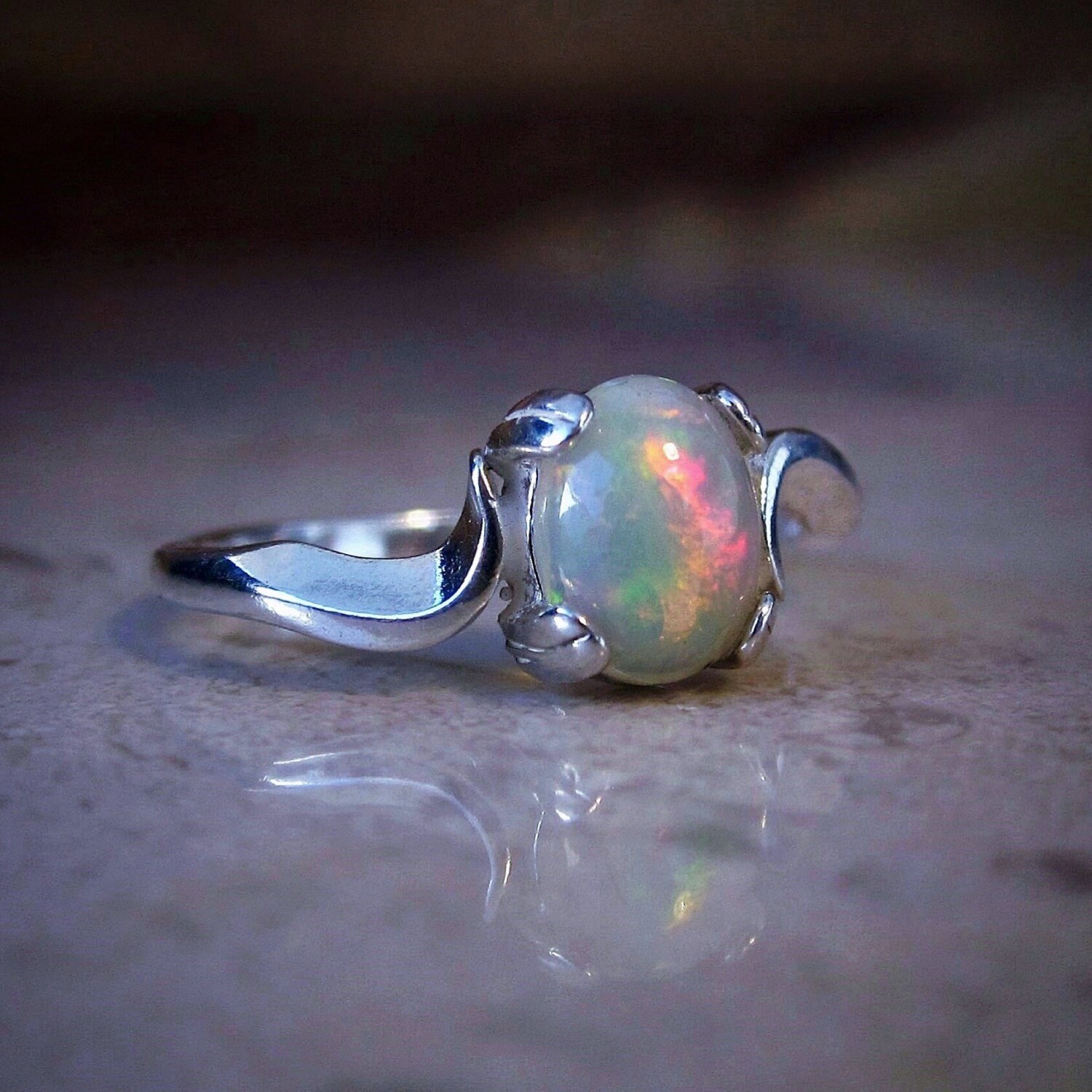 Opal Ring Genuine Opal Ring Opal Jewelry Natural Opal by Bihls