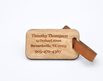 Personalized wood luggage tag, Сostom Wood Luggage Tag,Identification Wood Gift, Personalised Travel Gift, Can be added to bag tag
