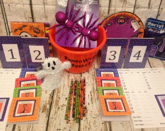 Halloween Bunco Party Accessory Kit for up to 16 people / 4 Tables. #BuncoWeen (Deluxe Version)