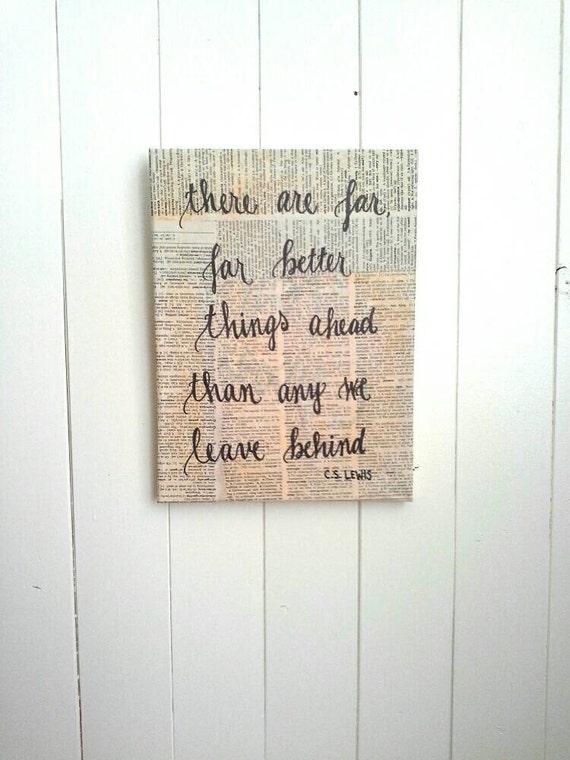 Handlettered Book Art // C S Lewis Quote Art // Gift for Men