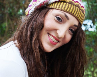 PDF knitting pattern - Chevrons beret hat tam beenie, knitted tam pattern, colorwork knitting, colorful chevrons, women tam