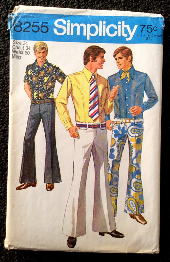 Vintage 1969 Men's Bell Bottom Pants & Body Shirt Pattern